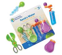 Learning Resources Sand & Water Fine Motor Tool Set, motricidad Fina, Juego sensorial con Agua y Arena, Herramientas educativas para niños 3-7 años, Incluye 4 Piezas