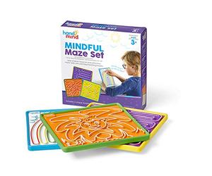 Learning Resources Set de 3 laberintos calmantes de doble cara , laberintos para practicar ejercicios de respiración con surcos los dedos, conciencia plena niños
