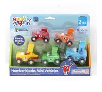 Learning Resources Set minivehículos Numberblocks, 5 coches personajes 1-5, ruedas, 3+ años