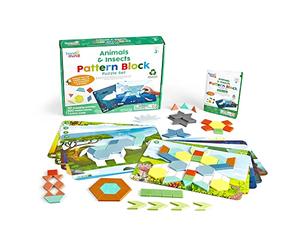 Learning Resources Set de puzles en Forma de Animales e Insectos con Bloques geométricos, Juego con Patrones, puzle de Formas geométricas, Juguete para clasificar y para Contar, 3, 94461