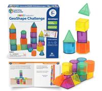 Learning Resources Stem Explorers GeoShape Challenge Juego Educativo de Formas geométricas 3D 50 Piezas desafíos progresivos 5 años +