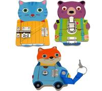 Learning Toys for, Preschool Educational Lock Set, Boost Cognitive Skills, 150g Interactive Early Childhood Development Activity, (Kitten/Bear/Fox) Perfect for Learning