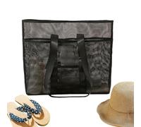 LearnLyrics Bolsa de playa impermeable - Bolso de hombro de malla impermeable - Bolsa de playa plegable a prueba de arena - Para toalla de juguete gafas de sol piscina gimnasio natación vacaciones al