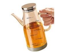 LearnLyrics Botella dispensador de aceite, dispensador de aceite comestible, jarra de vidrio de soja recargable con boquilla antigoteo, recipiente de aceite para cocina, aderezo para ensaladas
