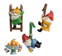 LearnLyrics Figura de enano de resina con forma de enano de flores, juego de 3 piezas de estatuas de duendes de Navidad, maceta de resina, sin rostro, adorno para patio trasero, césped, decoración de