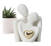 LearnLyrics Figurines De Pareja Amor - Figura Abstracta Romántica, Decoración De Entrada Pareja | Figuras Escultura De Pareja De Cerámica, Figuras Estéticas, Escultura Abstracta Moderna para