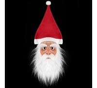 LearnLyrics Fincepie with Santa Claus - Maestro de Navidad Jec Cosplay Flota Cabeza Completa En La Cabeza Objeto Adulto Titular de Plaquetas de Látex Con Barba Y Sombrero Rojo | U