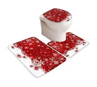 LearnLyrics Juego Decoración Navidad Baño - Tapa de Inodoro Navideña,Escena Decorativa Antideslizante para Casa Dormitorio Apartamento Hotel Casa Alquilada