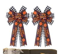 LearnLyrics Lazo con guirnalda de Halloween, lazos de Halloween - Gran lazo con guirnalda de otoño 2X cableado - Suministros para fiestas de Halloween Fantasma de telaraña de calabaza, puerta de casa