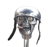 LearnLyrics Pomo de palanca de cambios de calavera, pomo de palanca de cambios de coche con diseño de calavera soldado | Pomo de palanca de cambios hecho a mano para coche automático manual