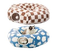 LearnLyrics Túnel para gatitos, de peluche con forma de bola, muebles para siesta para mascotas, lugar para interiores, diseño retráctil para rosquillas, bola para gatos A