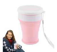LearnLyrics Vasos de viaje plegables, vasos de agua plegables, vasos portátiles - Vasos de agua de silicona plegables, tazas de café con tapa, vasos de viaje de 350 ml