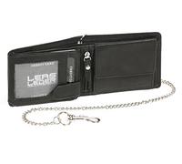 LEAS Biker Cartera pequeña con la Cadena y con el Cierre para señores Monedero para señoras, Piel auténtica, Negro Chain-Series''
