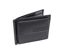 LEAS Cartera con clip para billetes Pinza para billetes para 8 tarjetas de credito cartera delgada compartimento para monedas, Piel auténtica, negro