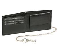LEAS Cartera para señores Monedero para señoras extrafino con la Cadena de Cromo, Piel auténtica, Negro Standard-Edition''