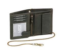 LEAS MCL Biker Cartera con Cadena para señores Motociclista Monedero para señoras Trucker Vintage-Style, Piel auténtica, Negro - ''LEAS Chain-Series''