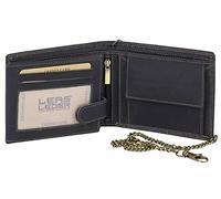 LEAS MCL Biker Cartera con Cadena para señores Motociclista Monedero para señoras Trucker Vintage-Style, Piel auténtica, Negro - ''LEAS Chain-Series''