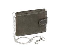 LEAS M iker Cartera con la Cadena Cromo para señores Monedero para señoras con Cierre Externo Vintage-Style, Piel auténtica, Negro - ''LEAS Chain-Series''