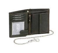 LEAS MCL Biker Cartera con la Cadena Cromo para señores Motociclista Monedero para señoras Trucker Vintage-Style con RFID Protección, Piel auténtica, Negro - ''LEAS Chain-Series''