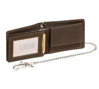 LEAS M iker Cartera con la Cadena de Cromo pequeña para señores Monedero para señoras Vintage-Style, Piel auténtica, marrón - ''LEAS Chain-Series''