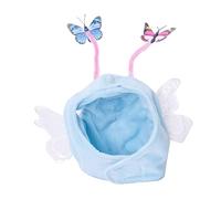 leasote Adorable sombrero de felpa con alas de mariposa para mascotas, para gato, perro, Navidad, Pascua, fiesta, disfraz, tocado para mascotas, accesorios para fotos, color azul cielo