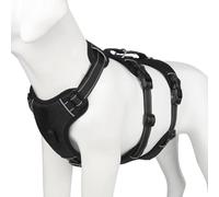 leasote Arnés ajustable para mascotas, chaleco antitirones, a prueba de escapes, transpirable, con hebilla, pecho grande para perro, color negro, talla XL