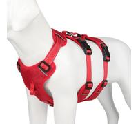 leasote Arnés ajustable para mascotas, chaleco antitirones, a prueba de escapes, transpirable, con hebilla, pecho grande para perro, color rojo, talla S