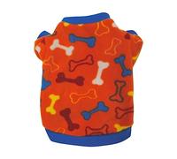 leasote Camiseta de forro polar para perro de primavera y otoño para cachorros pequeños y medianos, adorable patrón de huesos, ropa para mascotas, color naranja, talla XS