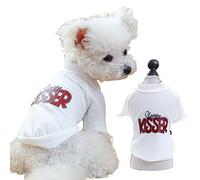 leasote Camiseta de verano para mascotas para cachorros pequeños y medianos, elegante impresión de letras, camisas de dos patas, ropa para perros, niños, niñas, color blanco, talla S