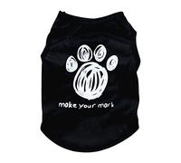 leasote Camiseta de verano para mascotas para perros pequeños y medianos, camiseta de perro con estampado de huellas de dibujos animados, color sólido, ropa para perros pequeños, color negro, talla M