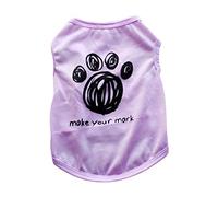 leasote Camiseta de verano para mascotas para perros pequeños y medianos, camiseta de perro con estampado de huellas de dibujos animados, color sólido, ropa para perros pequeños, color morado, talla S