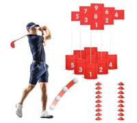 leasote Campo de golf portátil de 9 agujeros para patio trasero con bolas/banderas para diversión al aire libre para playa, césped, parque, juego rojo