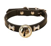leasote Collar para mascotas con campana, collar de perro ajustable para cachorros pequeños y medianos, gatos, niñas, niños, color negro, talla L