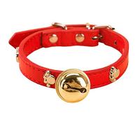 leasote Collar para mascotas con campana, collar de perro ajustable para cachorros pequeños y medianos, gatos, niñas, niños, color rojo, talla M