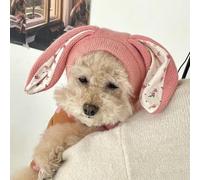 leasote Gorro de punto para mascotas con bonitas orejas de conejo, disfraz de conejo para perros y gatos, sombrero de invierno para perro, mantiene el calor para otoño e invierno, accesorios