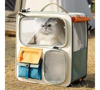 Leasote Mochila grande para gatos, tela Oxford, transpirable, multifuncional, viajes al centro comercial, paseos diarios, color beige