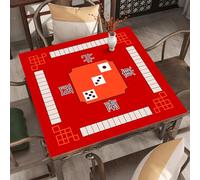 leasote Tapete Mahjong para mesa, antideslizante y reducción de ruido, tapete de mesa Mahjong, tapete cuadrado Mah Jongg, tapete de juego para póquer, fichas de dominó, juegos de mesa, rojo, 80 cm