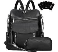 LEASOUL Mochila Mujer de Cuero Vegano Impermeable y Antirrobo, Mochila Elegante para Portátil, para Oficina, Universidad y Viajes