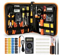 LEATBUY - Juego de herramientas de crimpado de red RJ45 para RJ11/RJ12 Pass Through Cat5/Cat5e/Cat6 Herramienta de crimpado para paso final regular con 50 conectores, 50 cubiertas kit pelacables