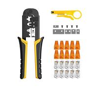 LEATBUY - Juego de herramientas de crimpado RJ45 Cat5 Cat5e Cat6 Kit de herramientas de crimpado para paso RJ11/RJ12 para paso final regular con 50 conectores, 50 cubiertas kit pelacables de red (azul