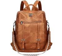 Leathario Mochila Mujer de Cuero PU con Multibolsillos, Mochila Casual y Funcional para Uso Diario, Viajes, Escuela y Universidad Marrón Mate