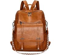 Leathario Mochila Mujer de Cuero PU con Multibolsillos, Mochila Casual y Funcional para Uso Diario, Viajes, Escuela y Universidad