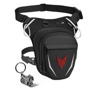 Leathario Pernera Moto Ampliable con Cremallera, Riñonera Pierna Impermeable Multifunción, Bolsa Pierna para Motocicleta Ciclismo Senderismo con Mosquetones y Tiras Reflectantes