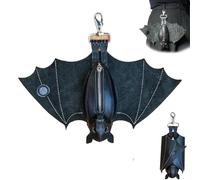 Leather Bat Coin Purse,Hand-Sewn Gothic Zippered Pouch with Wings,Handmade Folding Bat Wallet,bat keychain,leather coin pursebat purse,Upside-Down Hanging Keychain Wallet for Bags & Belts, 1pcs
