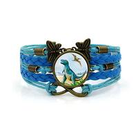 Leather Bracelets,Blue Rope Dinosaur Overlord Jurassic,Time Gemstone Multi-Layer Hand-Woven Glass Combination Jewelry Ladies Fashion European and American Jewelry