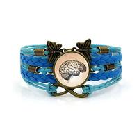 Leather Bracelets,Blue Rope Science Brain Art,Time Gemstone Multi-Layer Hand-Woven Glass Combination Jewelry Ladies Fashion European and American Jewelry
