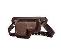 Leather Bum Bag - Vintage Belt Pouch ¦ 32x2.5x17cm Waist Packs with Zippered Storage, Costume Accessory with Secure Closure, Hiking Waist Packs, Pirate Larp Accessory for Men Reenactments