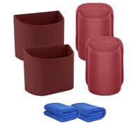Leather Car Door Cup Holder, Anti-Sag Clip-On Seat Side Hanging Drink Cup Holder, for Back Seat of Car, Car Side Door, Headrest, Wide-Mouth Opening, for Water Bottles, Tumblers (4PCS-Red)