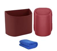 Leather Car Door Cup Holder, Anti-Sag Clip-On Seat Side Hanging Drink Cup Holder, for Back Seat of Car, Car Side Door, Headrest, Wide-Mouth Opening, for Water Bottles, Tumblers (2PCS-Red)