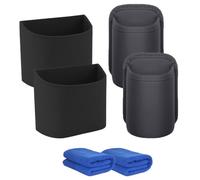 Leather Car Door Cup Holder, Anti-Sag Clip-On Seat Side Hanging Drink Cup Holder, for Back Seat of Car, Car Side Door, Headrest, Wide-Mouth Opening, for Water Bottles, Tumblers (4PCS-Black)